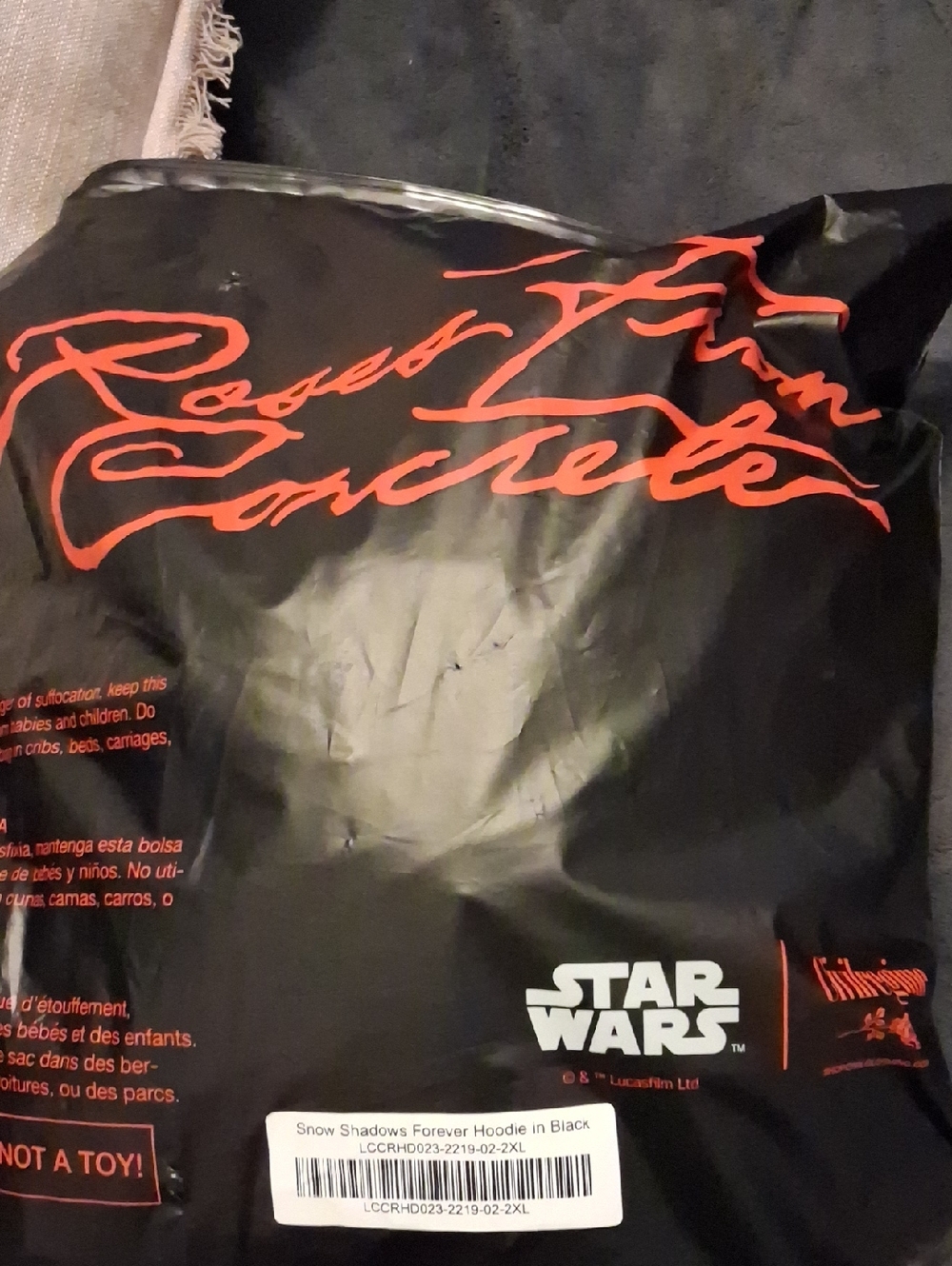 Star Wars Black Hoodie with Red Script Graphic